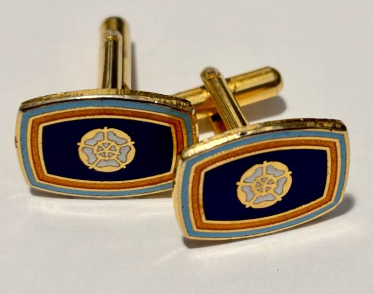 Vintage Yorkshire County Cricket Club Cufflinks - Yorkshire Rose & club colours
