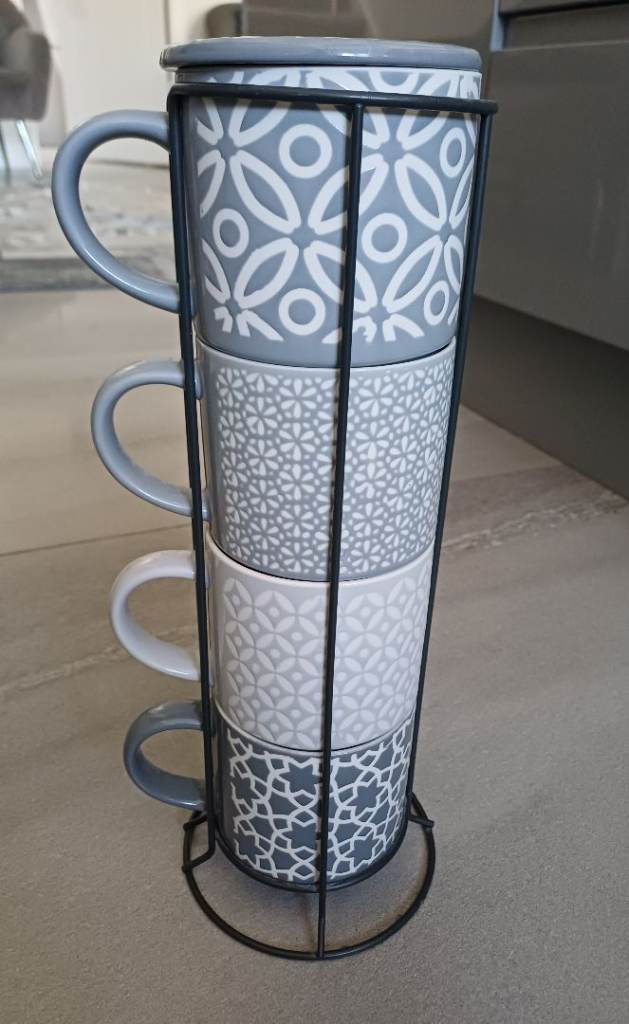 Jumbo stacking mugs with coaster to cover top