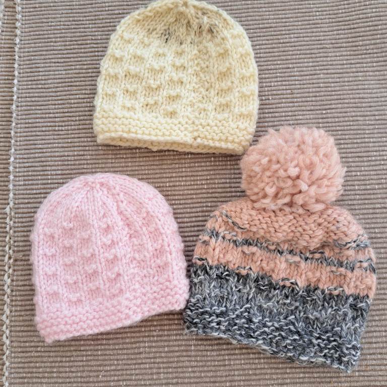 3 x Premature baby's hats