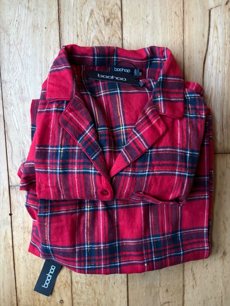Boohoo brushed tartan/check pyjamas NEW