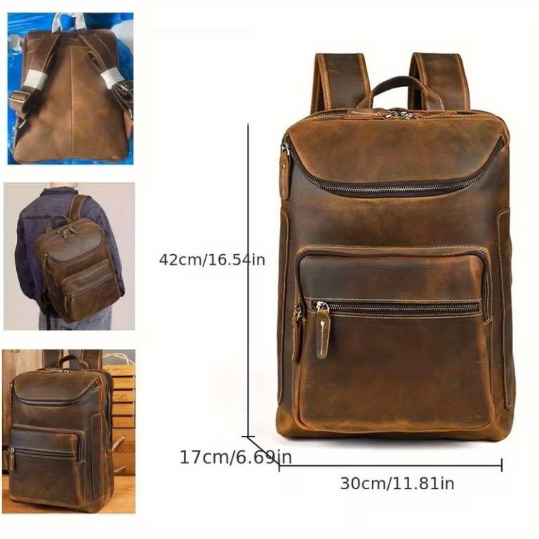 Real High Quality leather laptop racksack