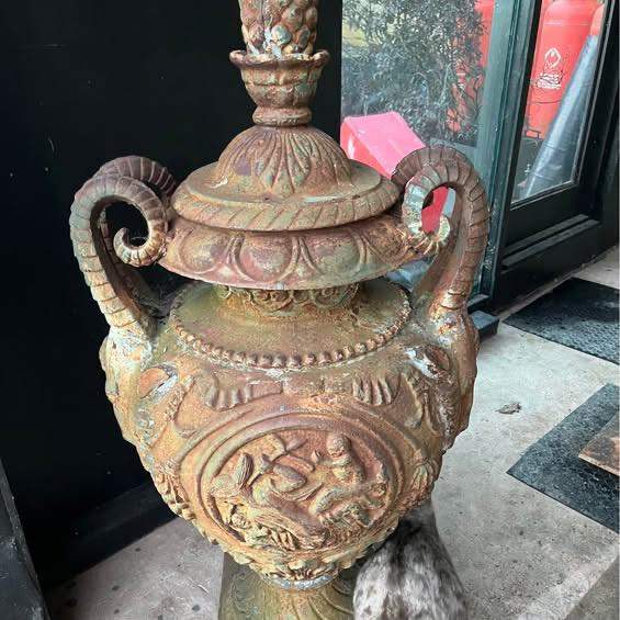 MONUMENTAL VICTORIAN REVIVAL CAST IRON GARDEN URN