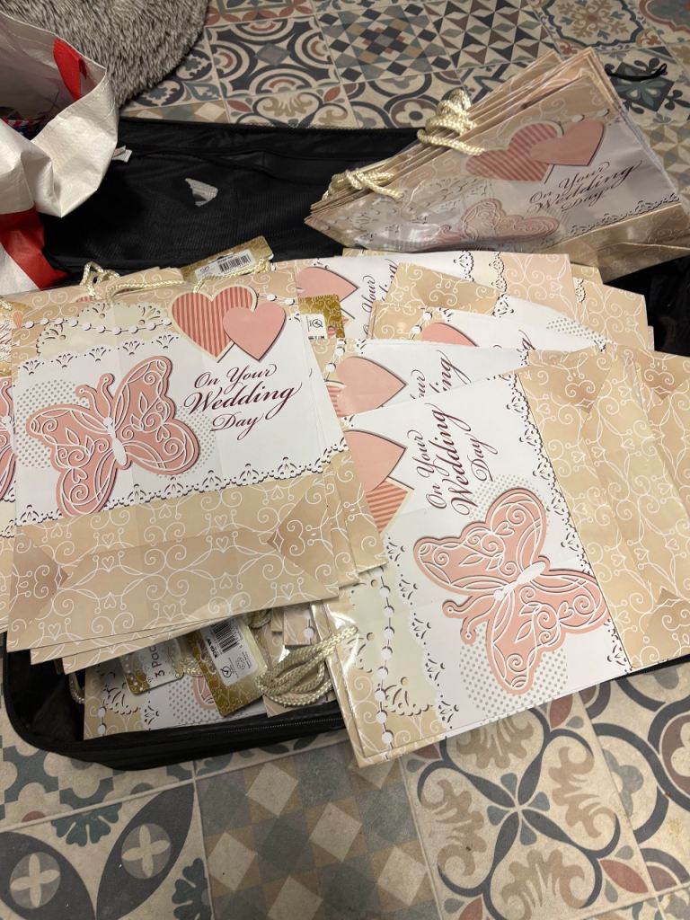 On your wedding day. Gift bags bulk amount 