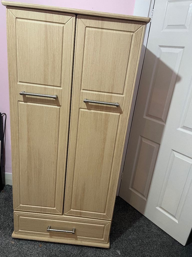 Light Wood Wardrobe and Chest of Drawers Set – Good Condition