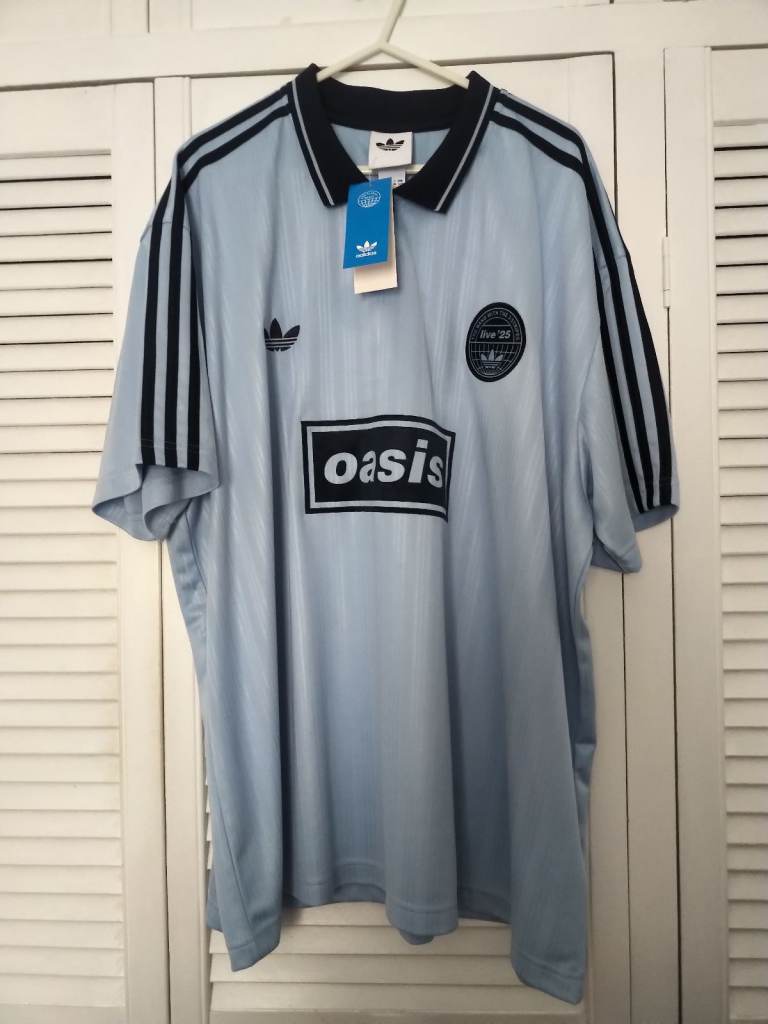 Men OASIS tour Adidas Polo-shirt, light blue colour, size XL - brand new with tags