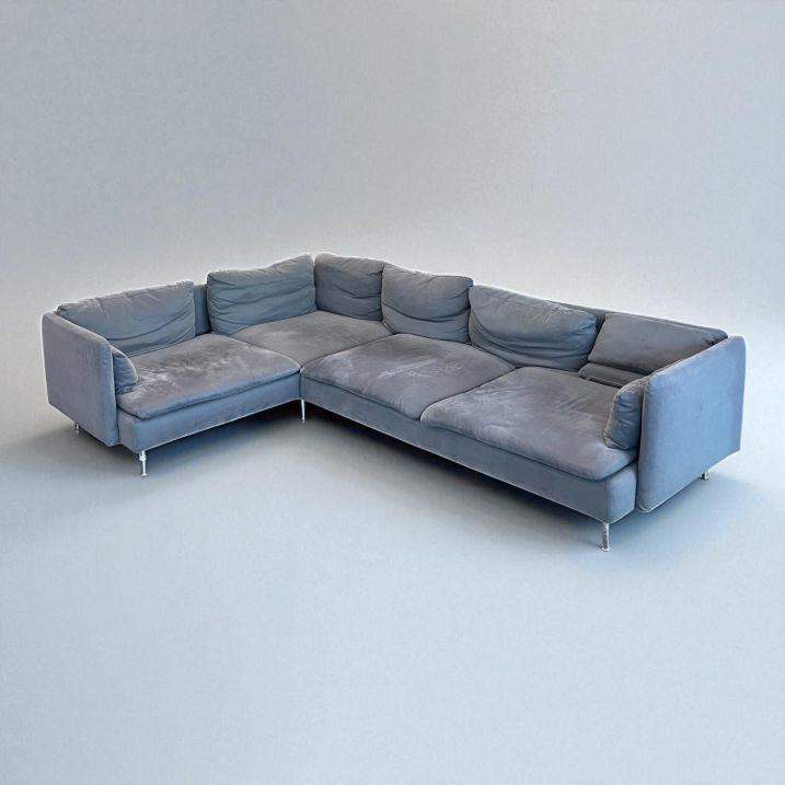 Second Hand Grey Fabric L-Shaped Sofa
