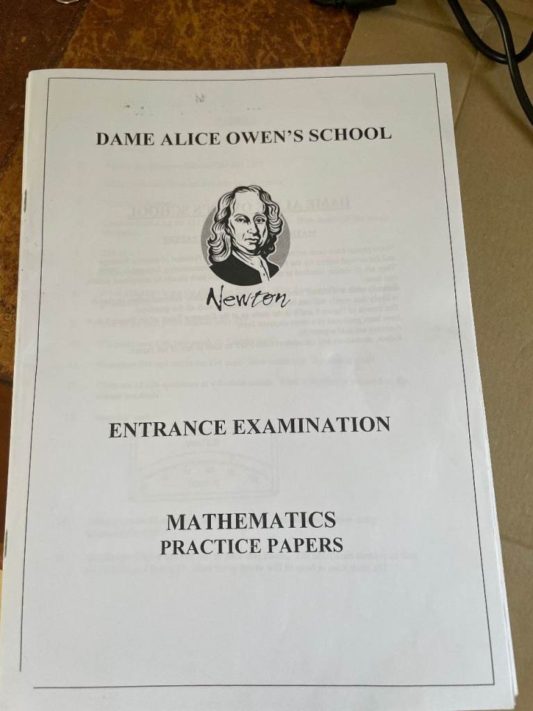 Dame Alice Owen's School Entrance Exam Maths Practice Papers & Ans - 2 different sets 11 papers