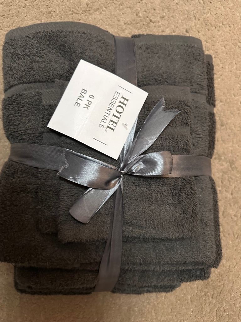 6 piece bathroom towel bale - charcoal / dark grey