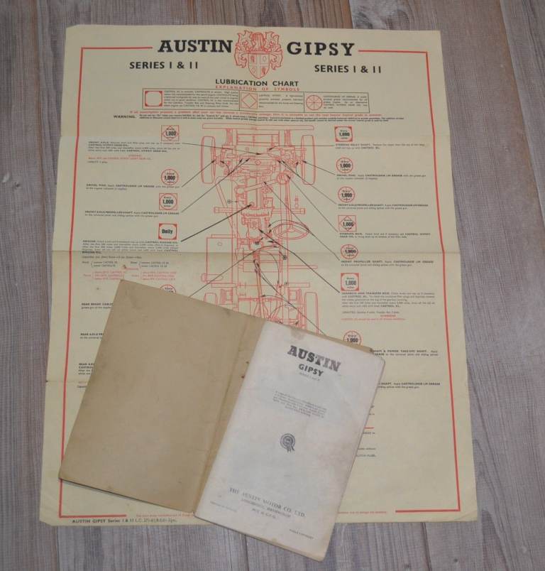 Austin Gipsy Drivers Handbook and Lubrication Chart
