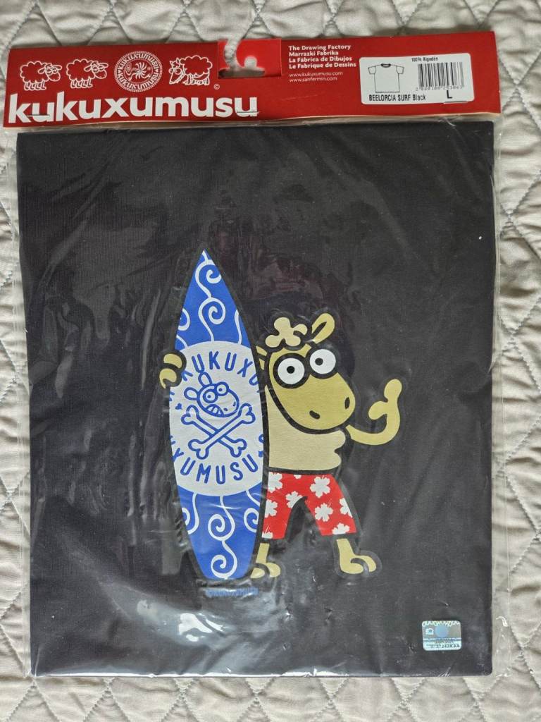 Kukuxumusu graphic T-shirt, size L, authentic, brand new and sealed, Design Beelorcia in Black color