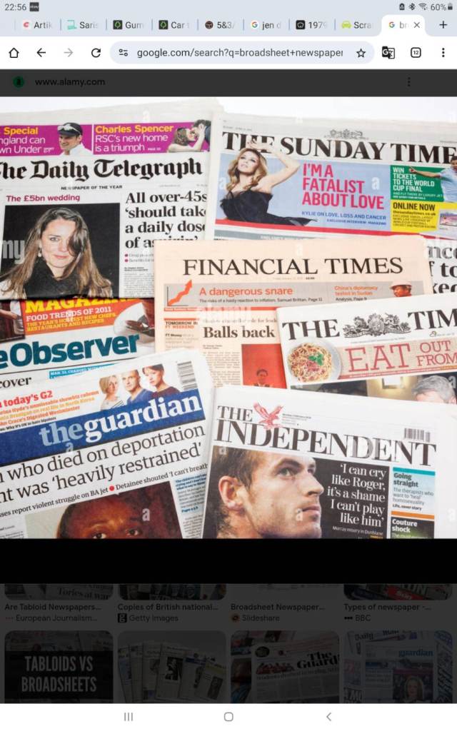 WANTED USED BROADSHEET NEWSPAPERS  