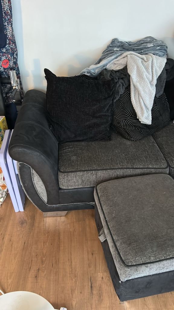 Sofa bed and pouffe