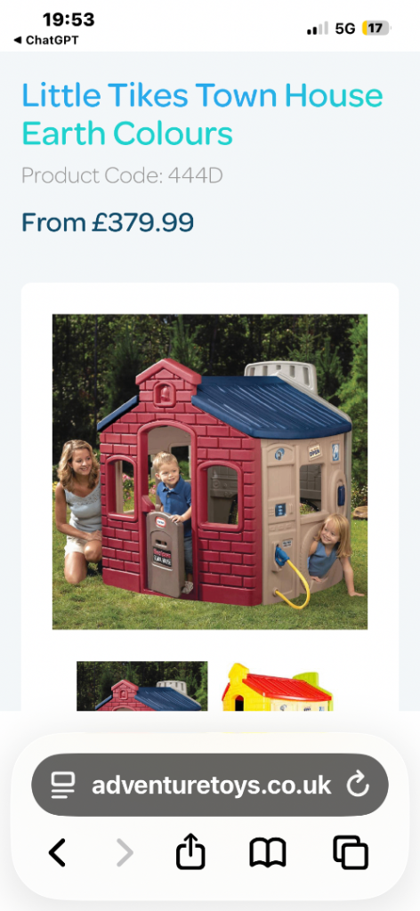 Can deliver little tikes tykes town Wendy toy play house playhouse basketball hoop football goal