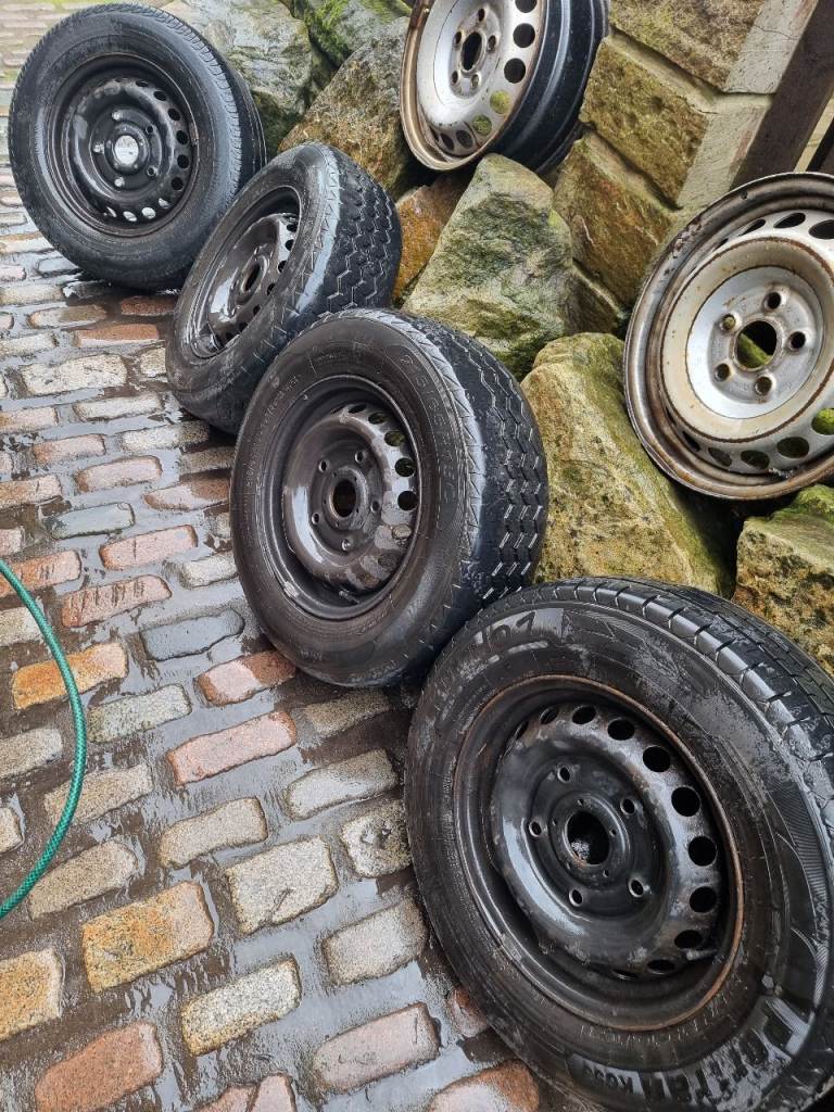 4x transit custom 15inch wheels and ok tyres size 215 65 15c
