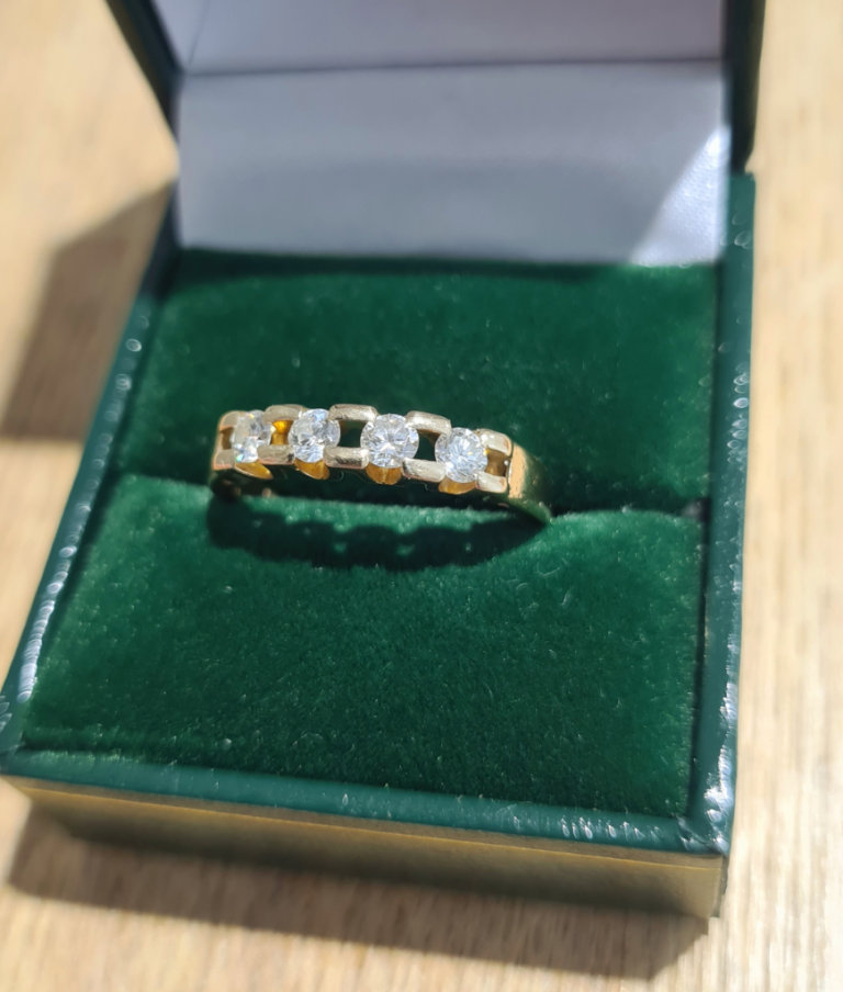 NOW SOLD.......Gold 14ct Diamond half hoop ring.