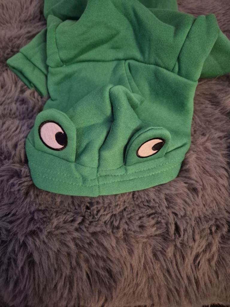 New green frog dog hoodie size m
