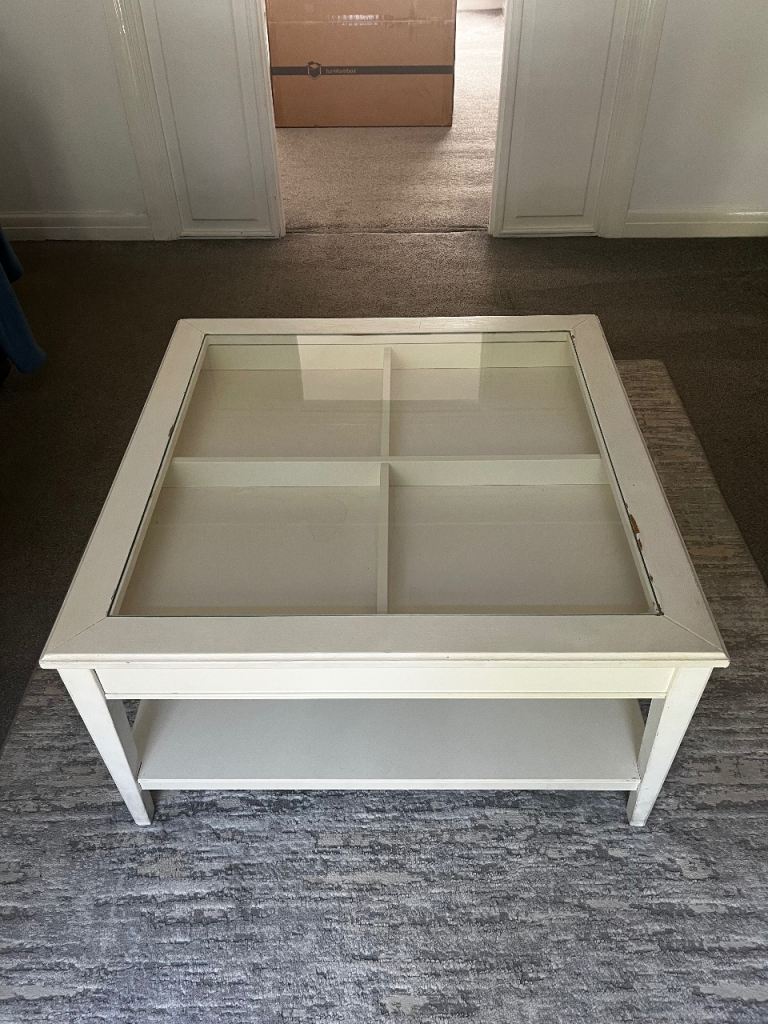 IKEA/ LIATORP Coffee table, white/tempered glass 93cm x 93cm 