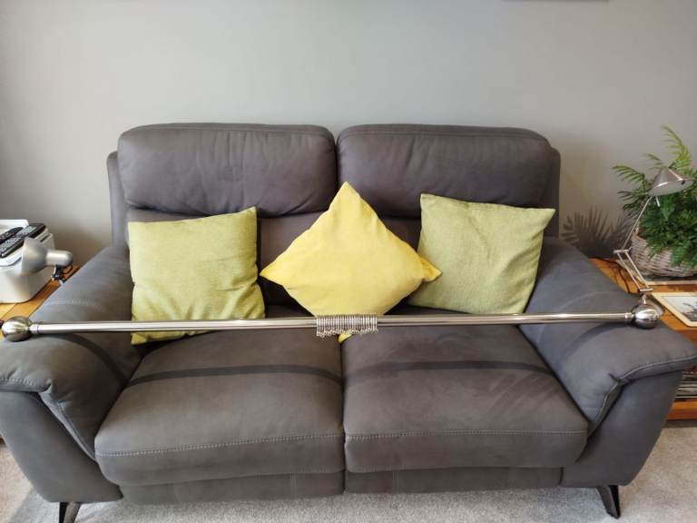Silver curtain pole