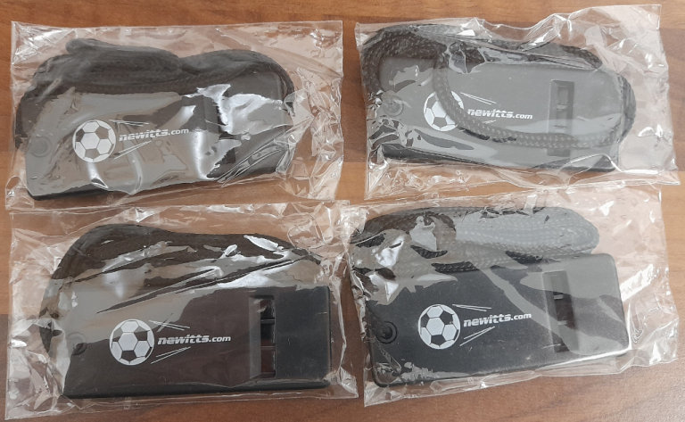 4x New Sealed Unused Football Whistles. Newitts. £2 for 4 or 50p each Sports Rugby Referee Umpire