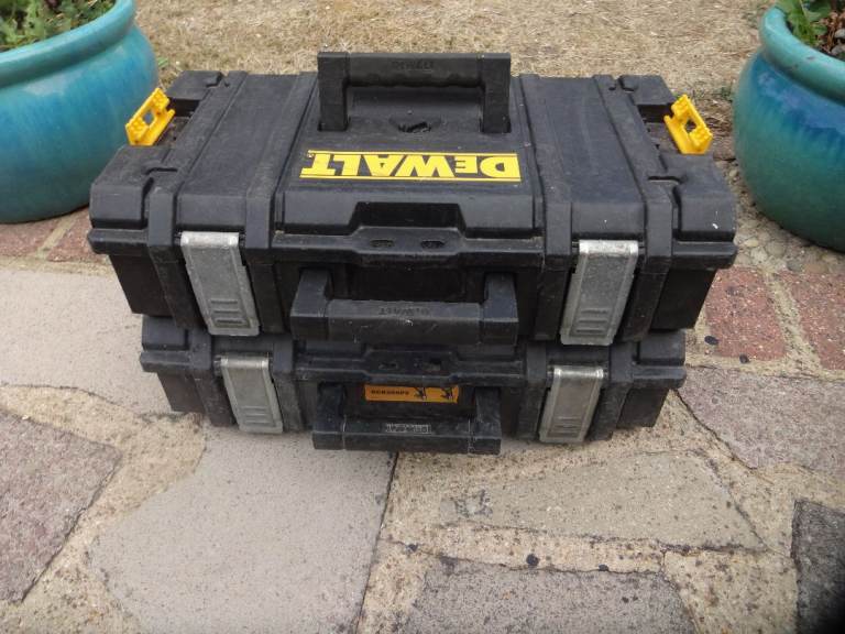 DEWALT DS150 XR x 2 ~ LARGE DEWALT TOOL STORAGE BOXES ~ TSTAK ~