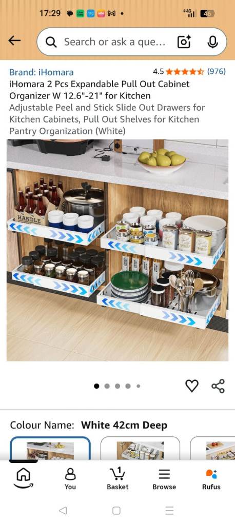 Pull out Drawer for table shelf 32-52cm extendable adjustable tray/drawer