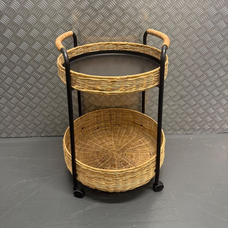 FREE DELIVERY  IKEA LUBBAN Trolley table with storage, rattan/anthracite, in good condition. 