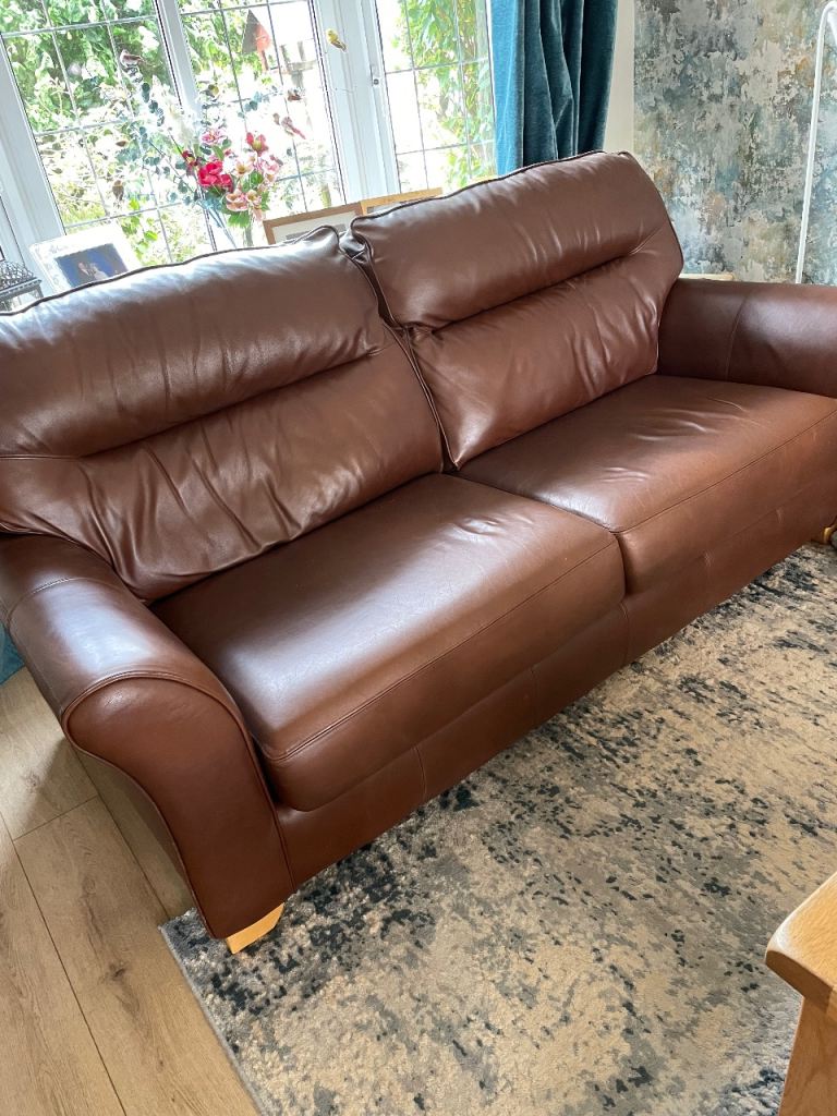 Three seater and two seater leather sofas