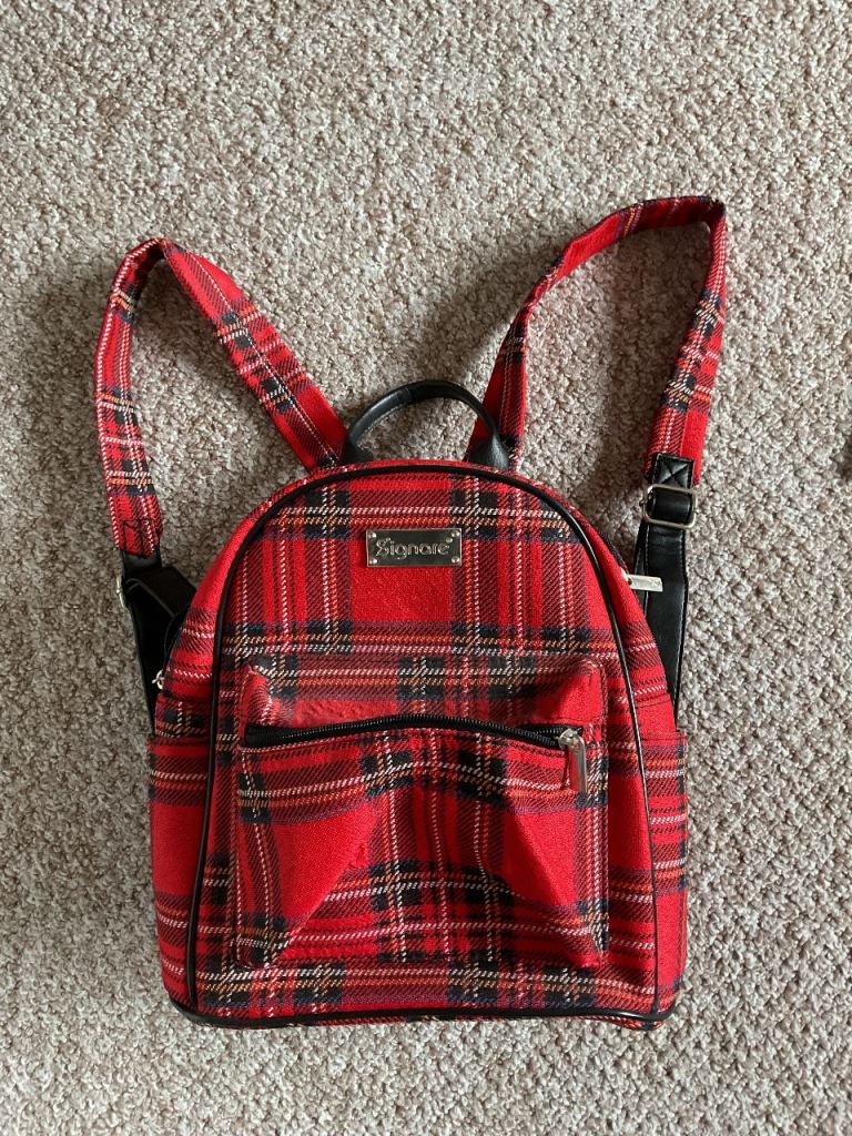 Signore Red Tartan Mini Backpack – Good Condition