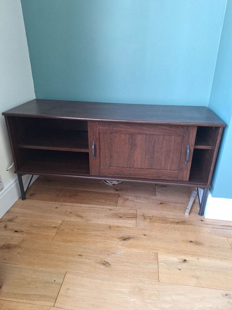 Excellent Condition Dark Brown Wood TV Stand with Sliding Door