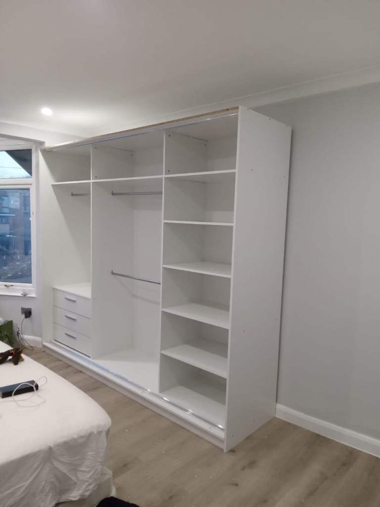 Stylish Sliding Wardrobe in Grey, White, Oak Mirror and No Mirror free delivery