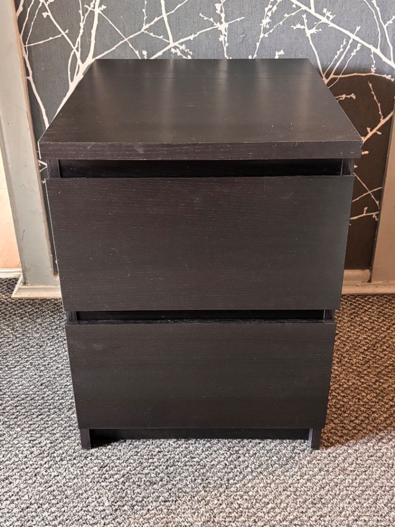 IKEA Malm Black Bedside Table