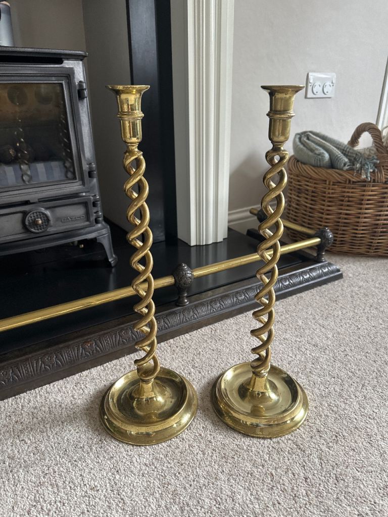 Antique brass candle holders 