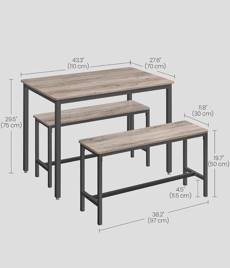 Dining table and two bench seats 