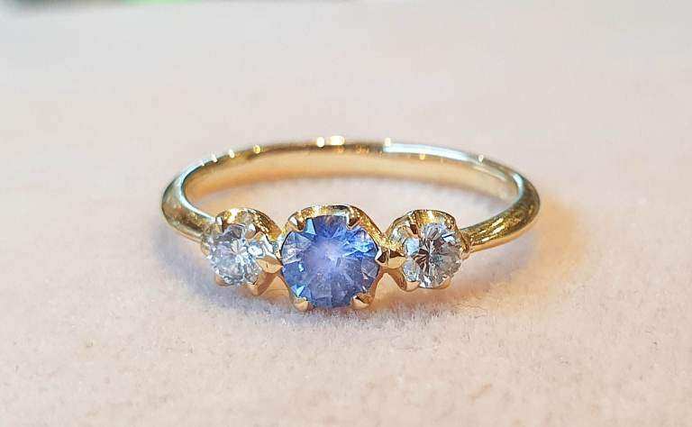 Dinny Hall Elyhara Trilogy Ring 18k Yellow Gold, Blue Sapphire & Diamonds
