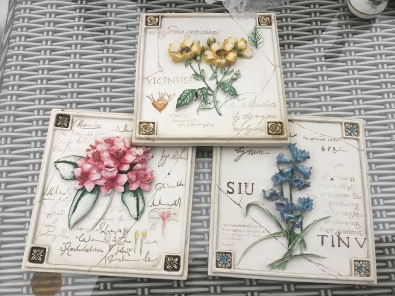 St. Michael Handpainted Floral Wall Plaques – Set of 3