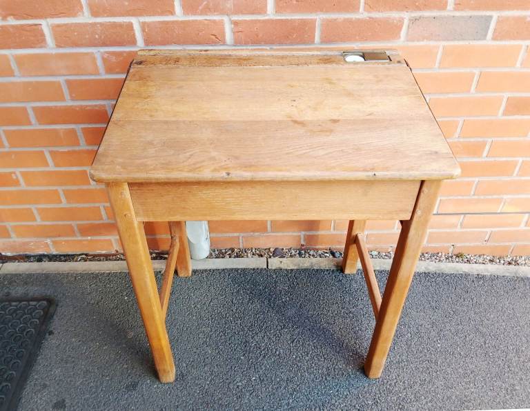 Vintage Wooden School Desk Kingfisher Ltd West Bromwich Post War1950