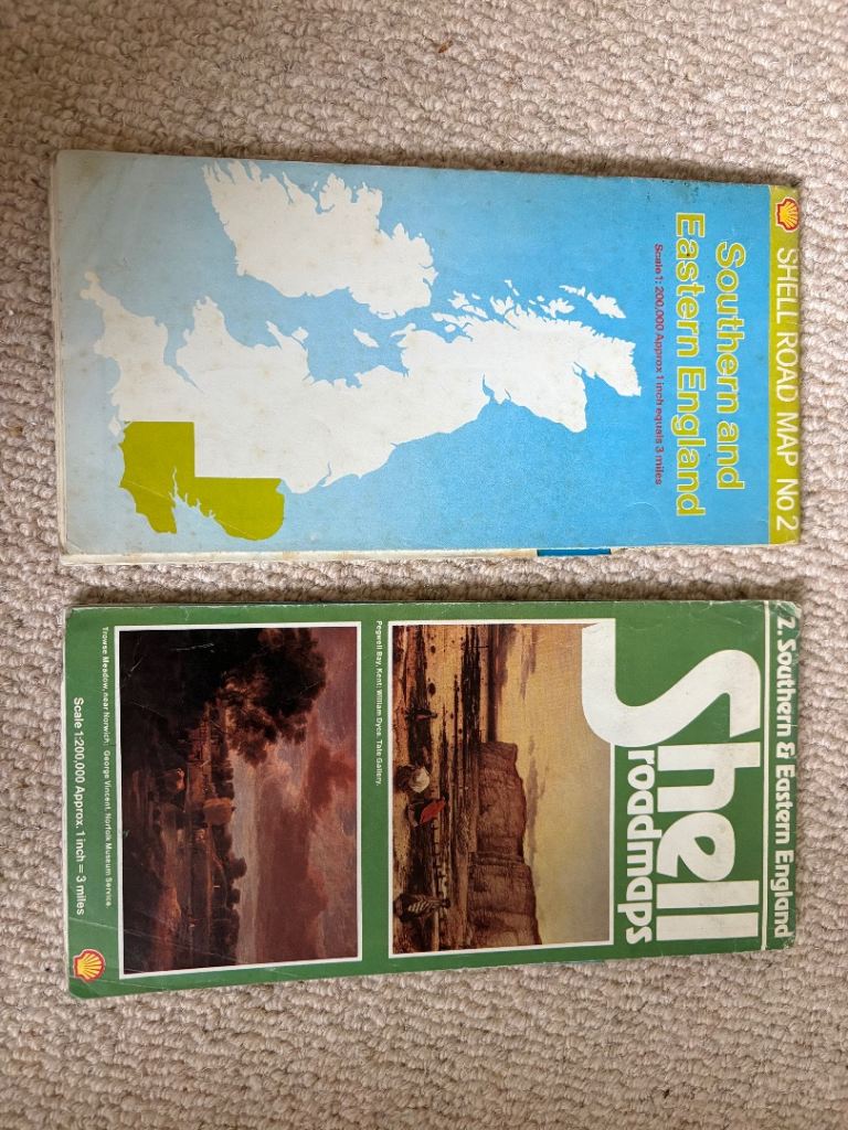 A Pair of Vintage Shell Road Maps 'Southern and Eastern England' 