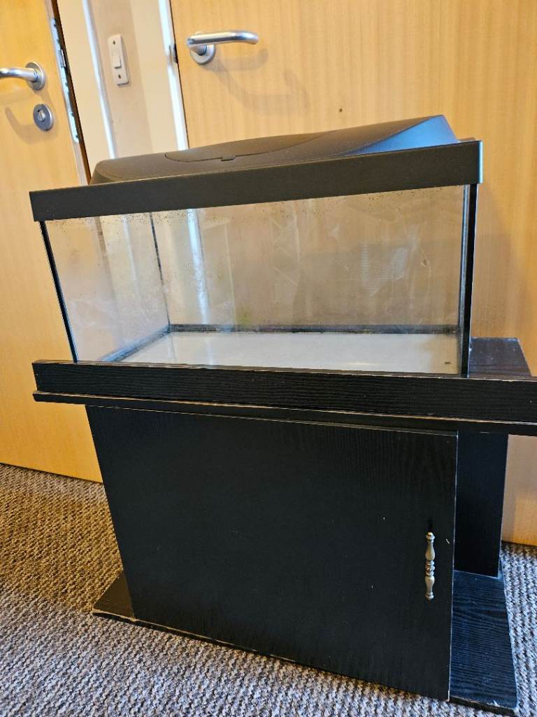 Aquarium Fish Tank with Cabinet Stand – Black, Good Condition