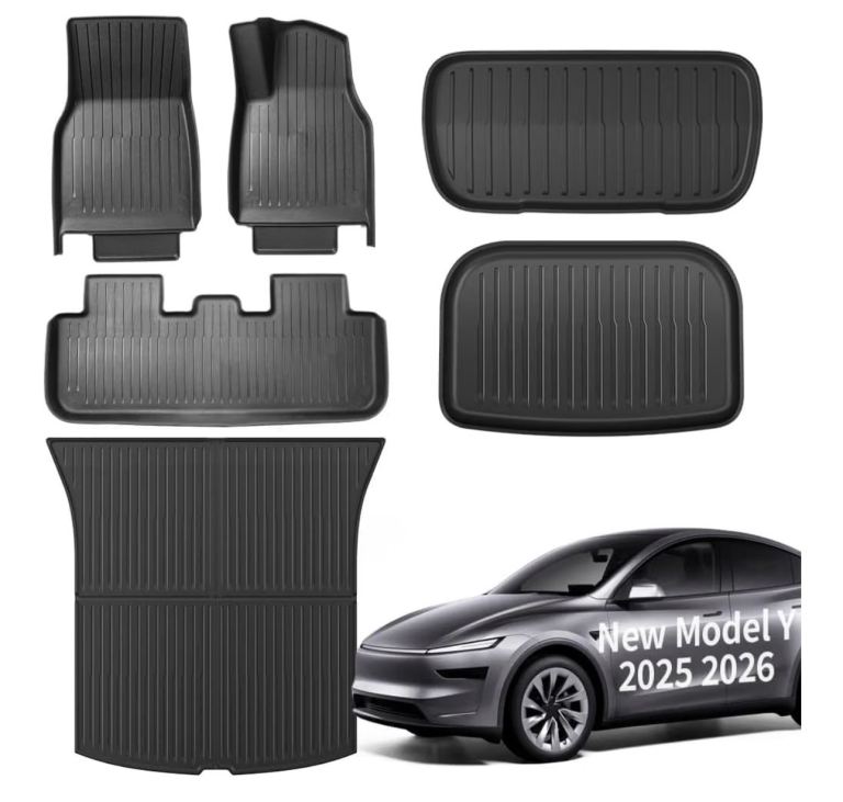 YONZEE 6 Piece Floor Mats & Boot Liner for Tesla Model Y Juniper 2026 2025, All Weather TPE Car Mats
