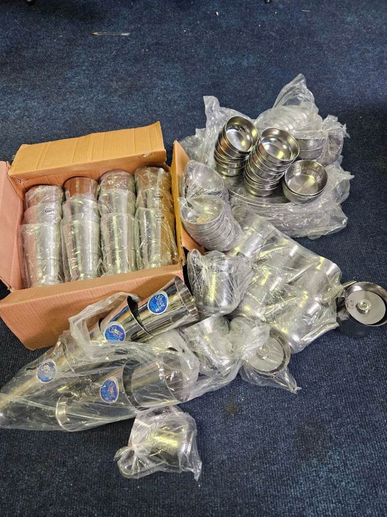 New Stainless Steel Cups and Bowls Set – Unused