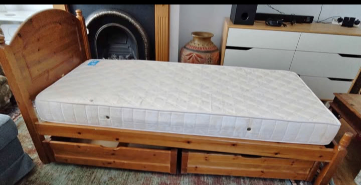 image for Solid pine storage bed (cans deliver)