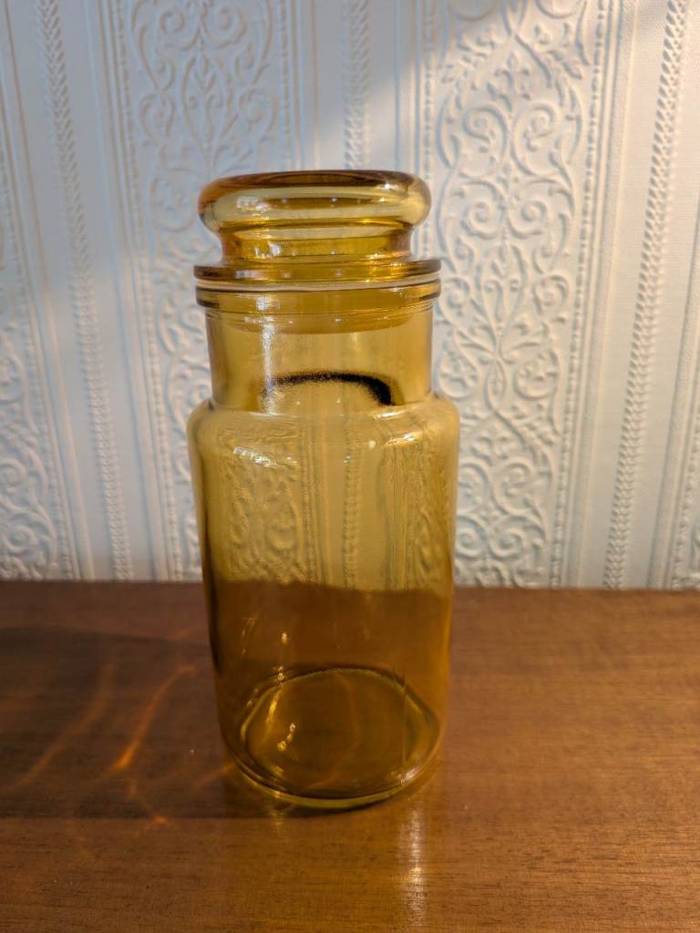 Pale Amber Plain Glass Kitchen Storage Jar.