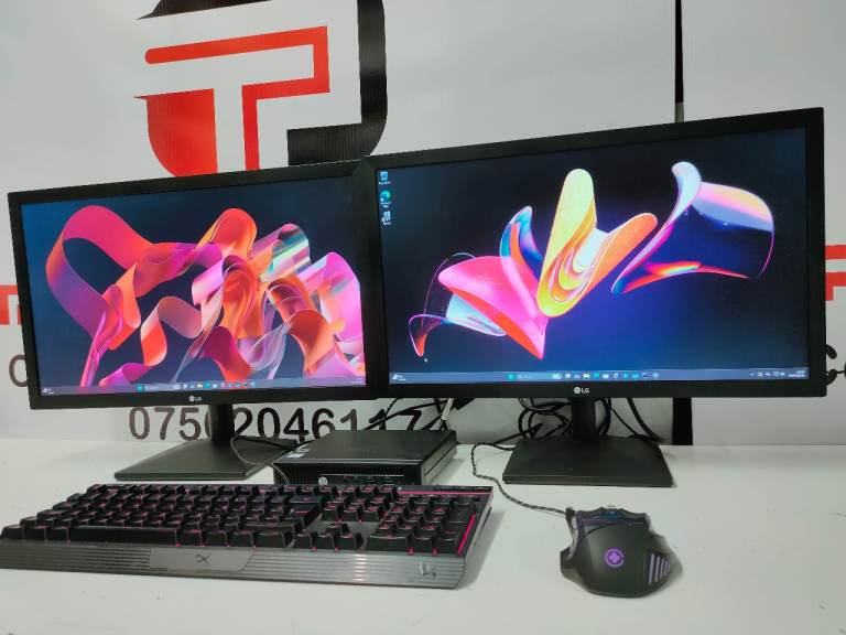 HP Workstation Computer PC Setup with Dual Monitors