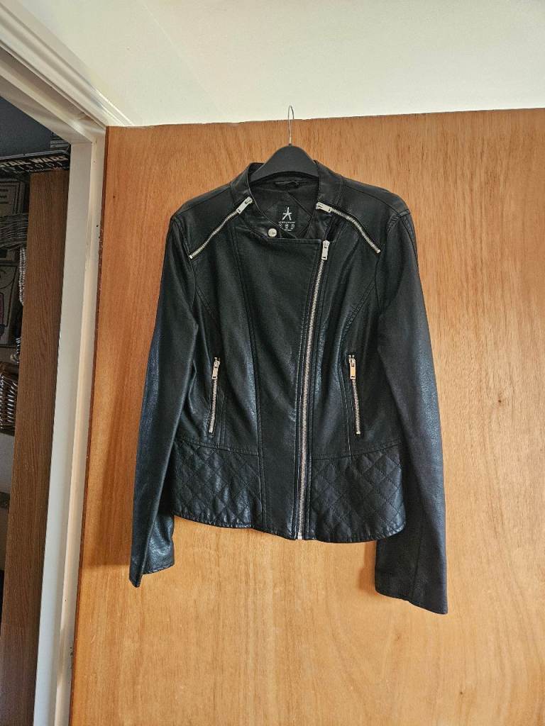 Ladies faux leather black biker jacket £10