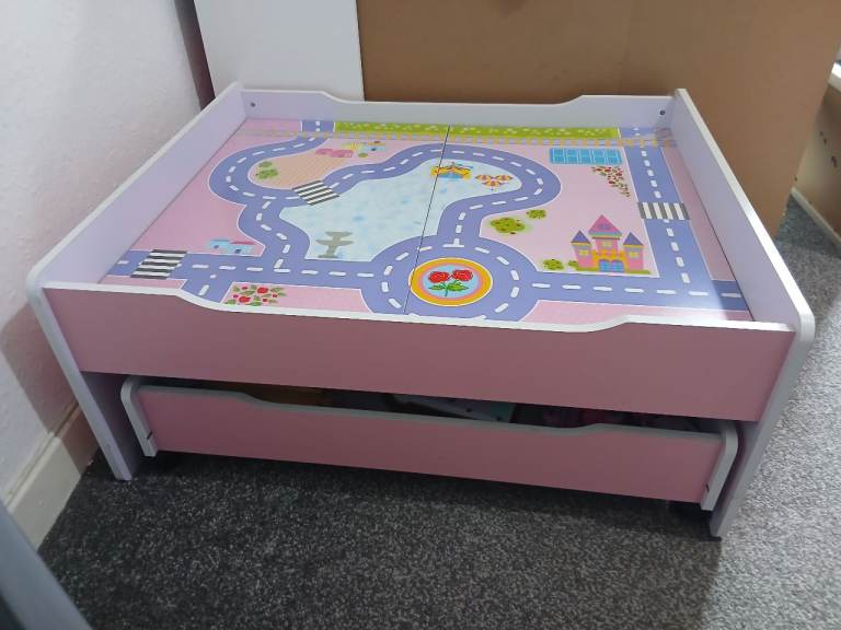Wooden railway blocks table