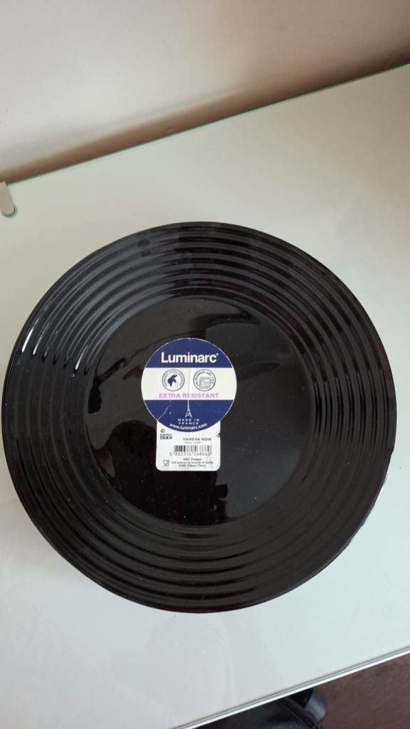 Brand New Luminarc Dinner Plate - Black, Ribbed Design