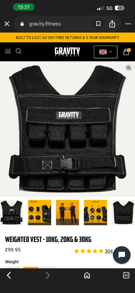 Gravity Fitness Weighted Vest (Unopened)
