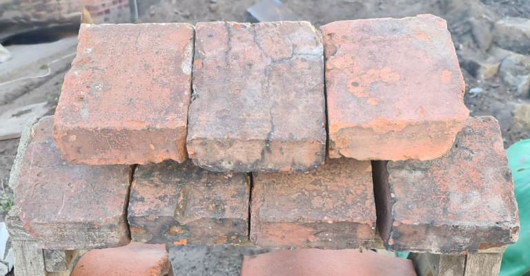 Old clay triangle coping stones
