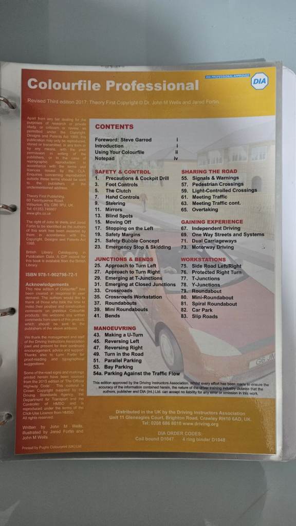 Driving instructors colorfile and Qualified ADI Book