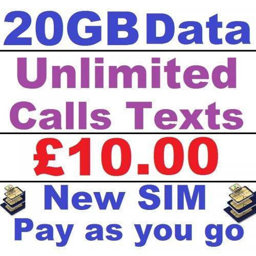 new sim card 20gb 5g data unlimited minutes esim or trio cut sim